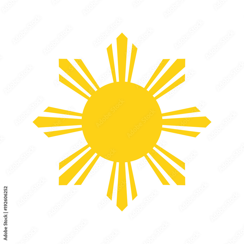 Philippine Yellow Sun. National symbol of Philippines. Abstract concept