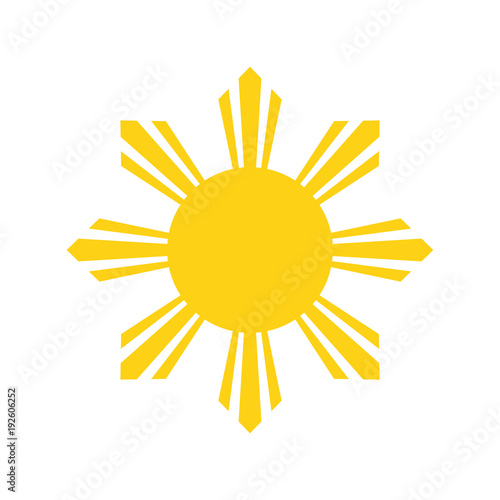 Philippine Yellow Sun. National symbol of Philippines. Abstract concept. Vector illustration on white background.