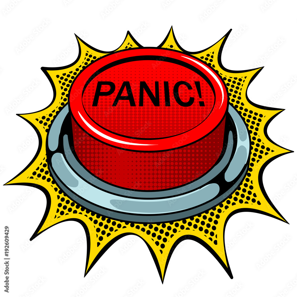 Panic red button pop art vector illustration
