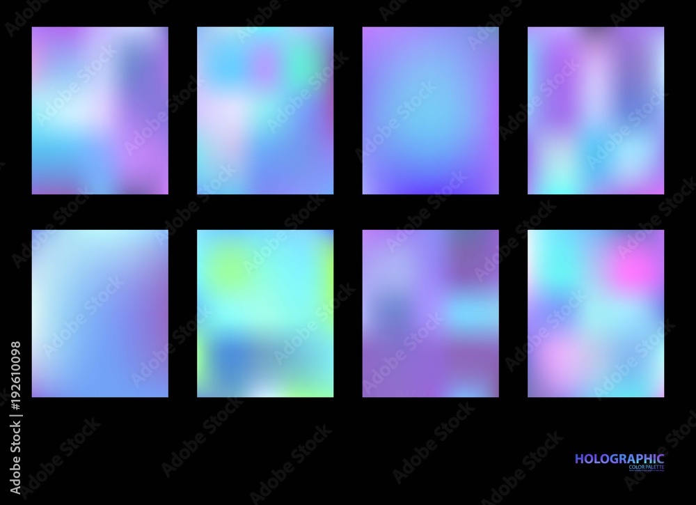 Fluid colors backgrounds set. Holographic effect.