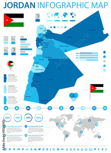 Jordan - infographic map and flag - Detailed Vector Illustration photo