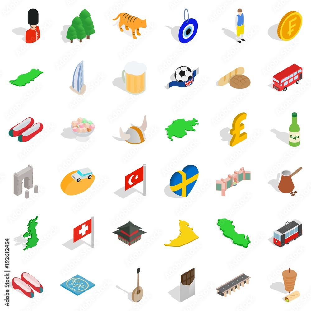 Race icons set, isometric style Race icons set, isometric style