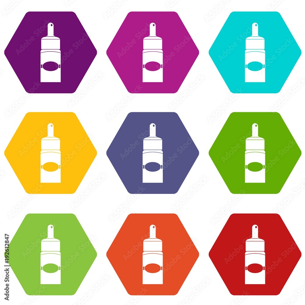Medical drops icon set color hexahedron Medical drops icon set color hexahedron