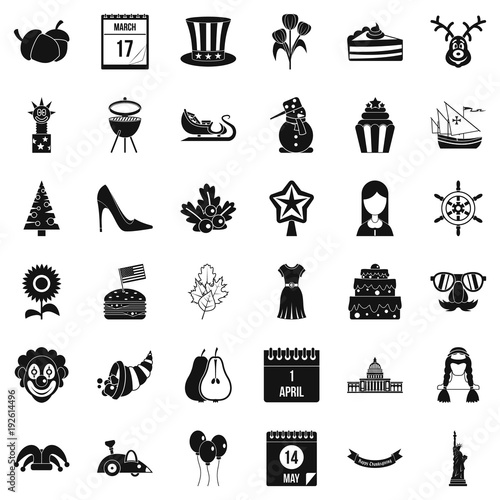 Folklore holiday icons set, simple style