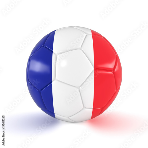 Fu  ball mit Frankreich Flagge auf wei  em Hintergrund