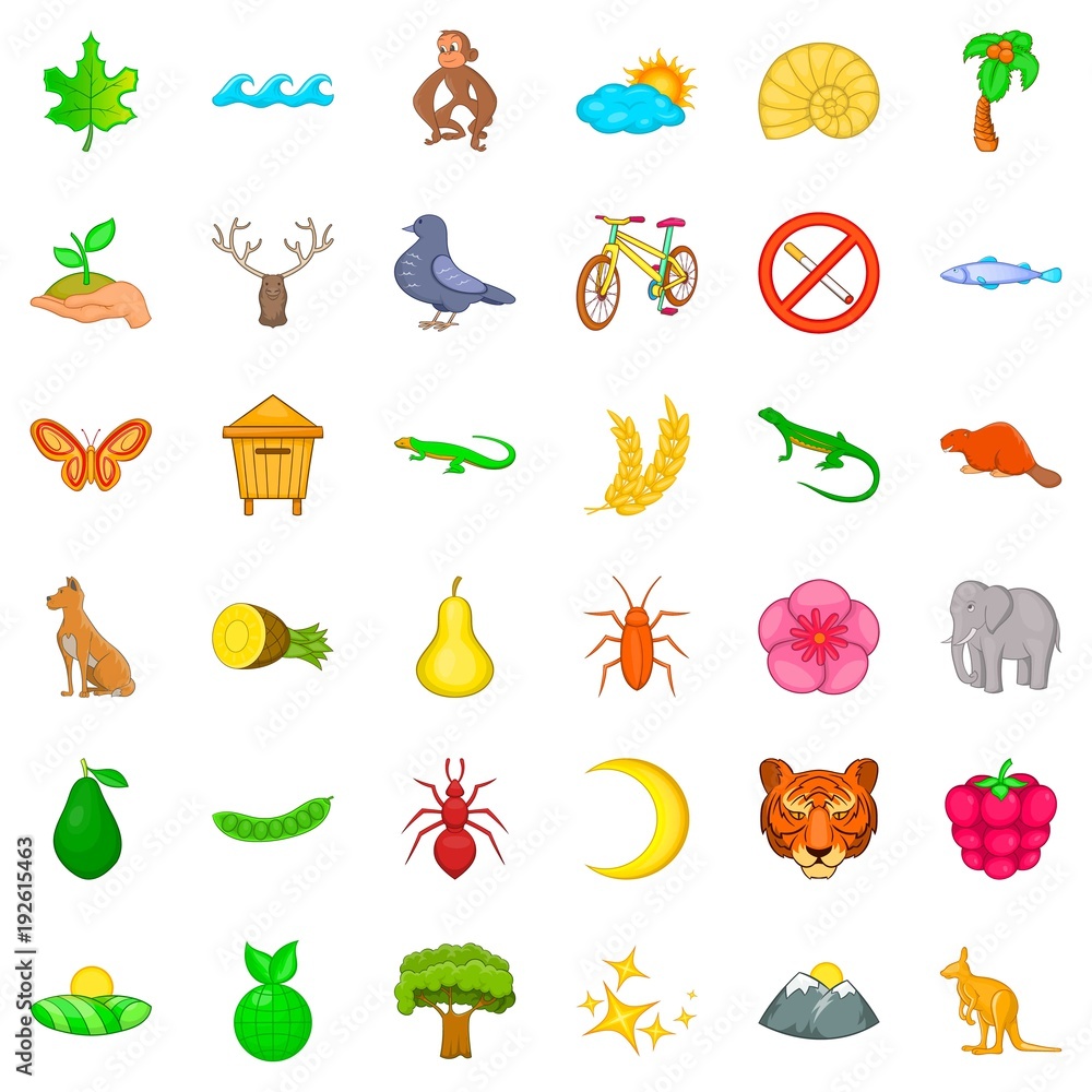 Obraz premium Sanctuary park icons set, cartoon style