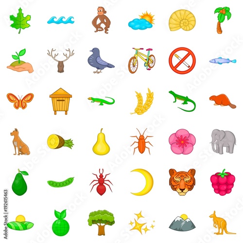 Sanctuary park icons set, cartoon style