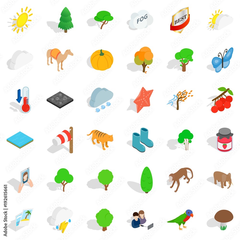 Obraz premium Good nature icons set, isometric style