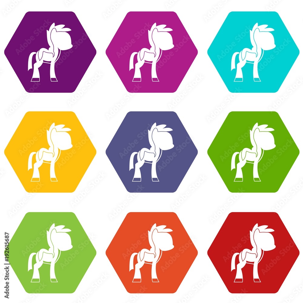 Little pony icon set color hexahedron Little pony icon set color hexahedron