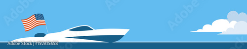 Motor boat with usa flag