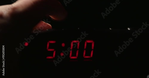 3111 Alarm Clock Ringing Man Hitting Snooze at 5am, 4K