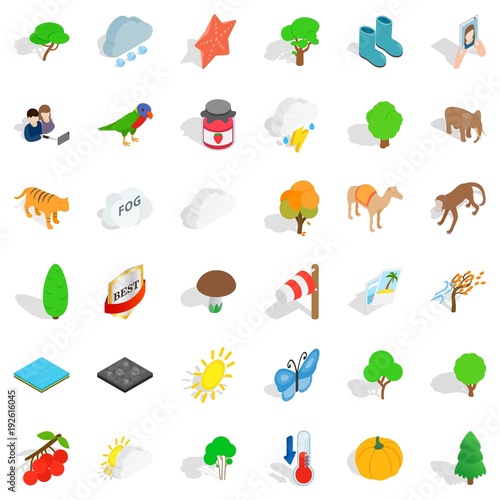 Scenery icons set, isometric style