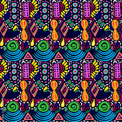 Ethnic pattern doodle tribal ornament colorful black