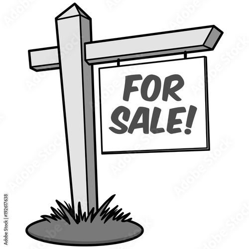 For Sale Illustration - A vector cartoon illustration of a realtor For Sale sign.