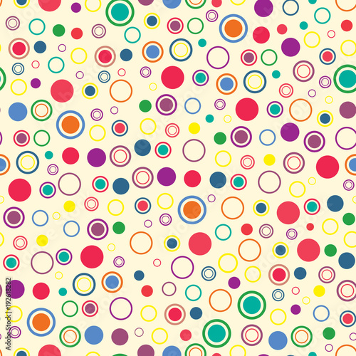 Seamless geometric pattern with bright circles. illustartion