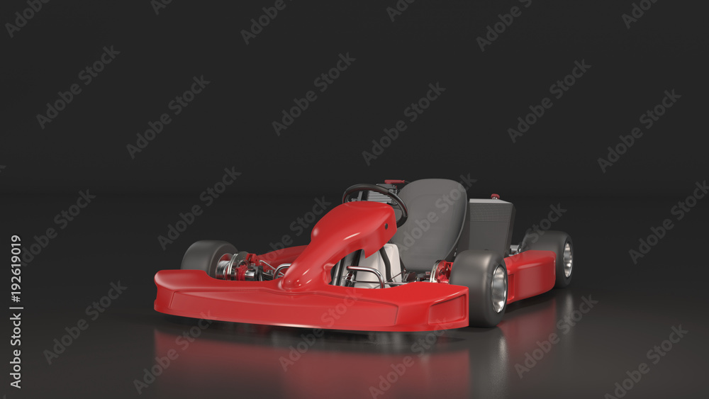 Naklejka premium Go kart car. Karting. 3D rendering.