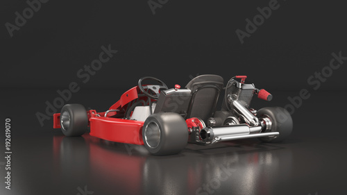 Go kart car. Karting. 3D rendering.