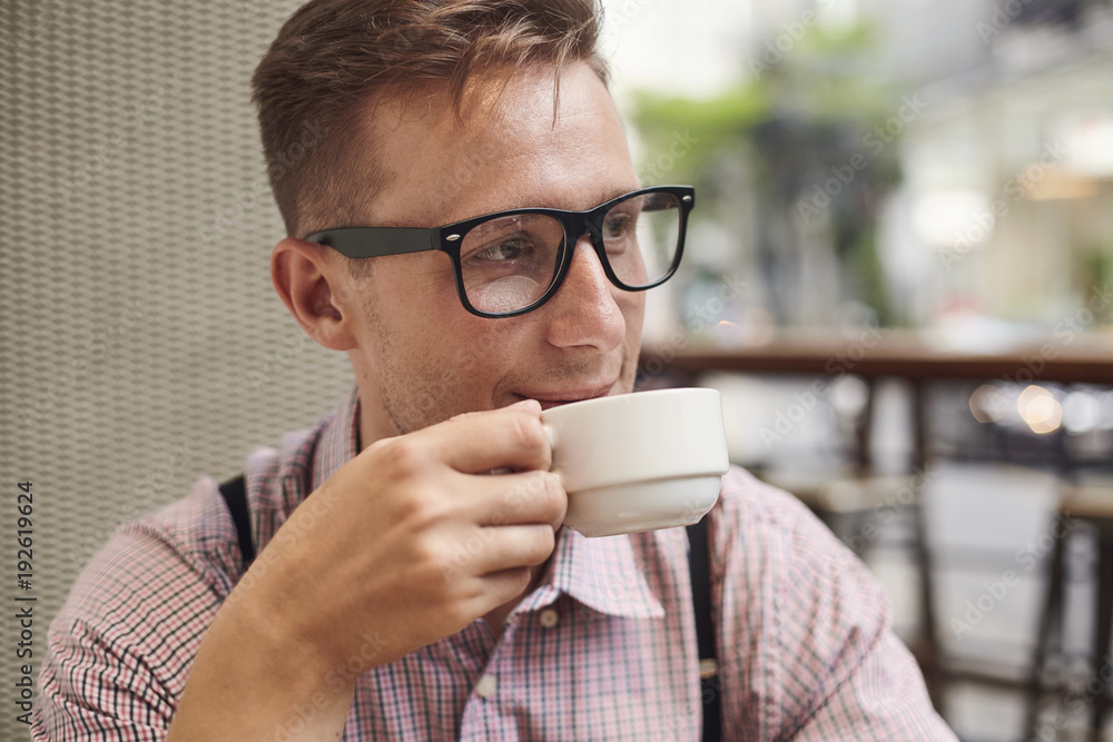 Male with coffee Male with coffee