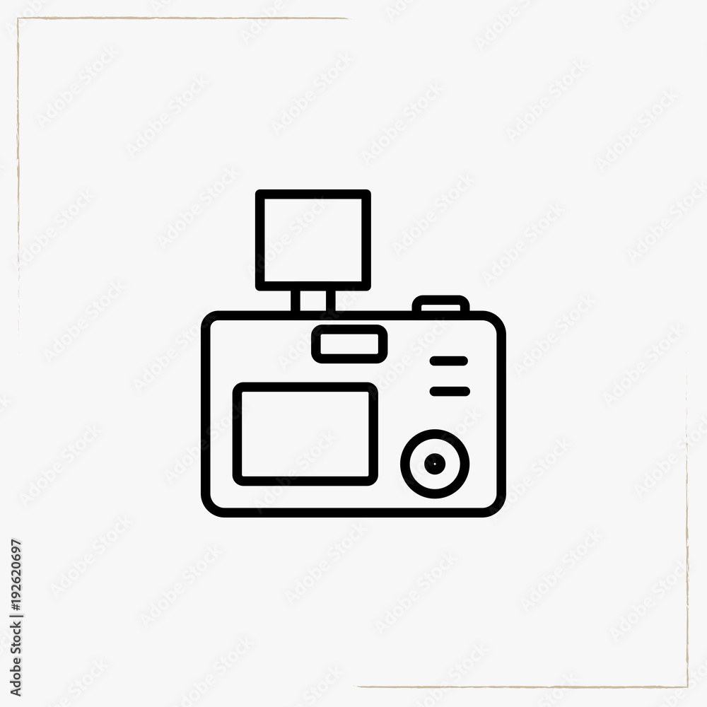 photo camera with flash line icon photo camera with flash line icon