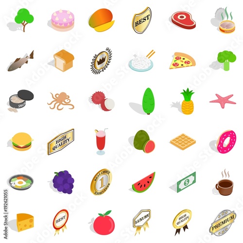 Eco ration icons set, isometric style