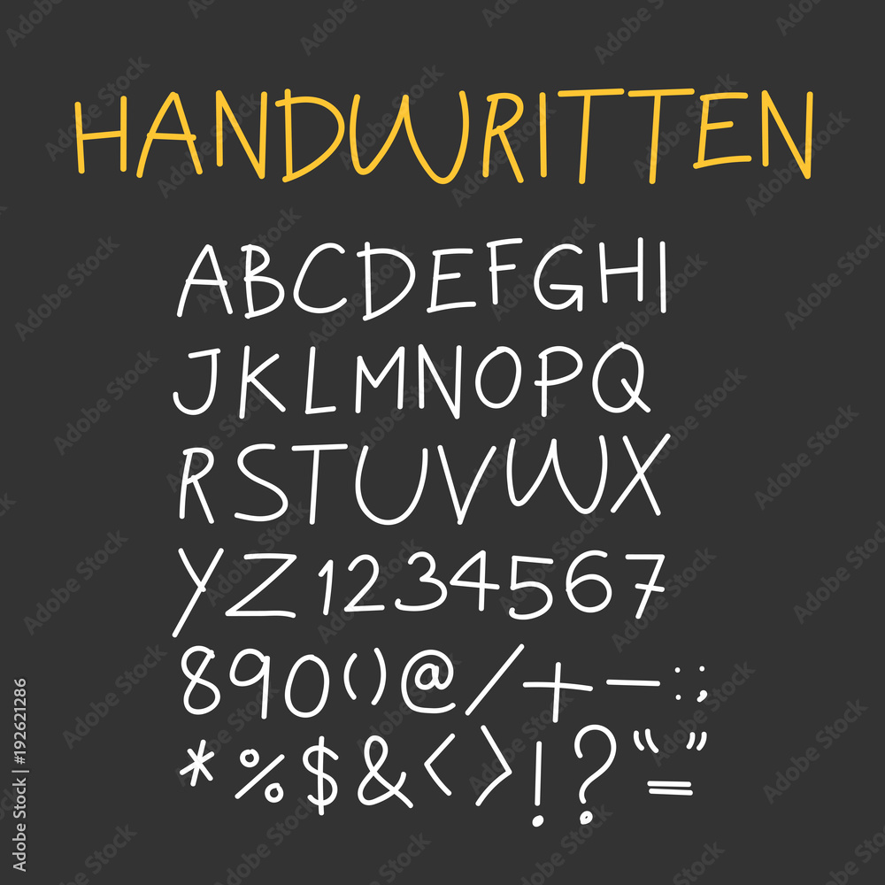 Handwritten alphabet, Capital Letters with Symbols. Vector for design. Handwritten alphabet, Capital Letters with Symbols. Vector for design.
