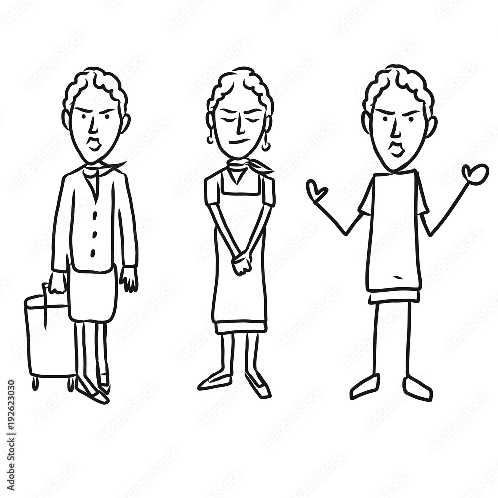 Three emotional woman characters Three emotional woman characters