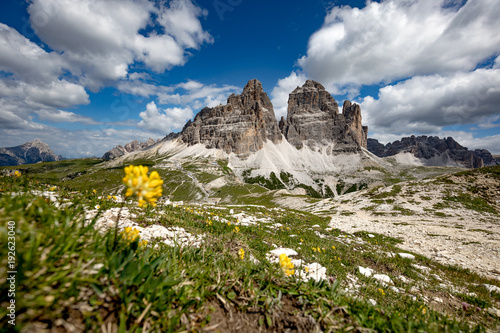 Panorama National Nature Park Tre Cime In the Dolomites Alps. Beautiful nature of Italy.