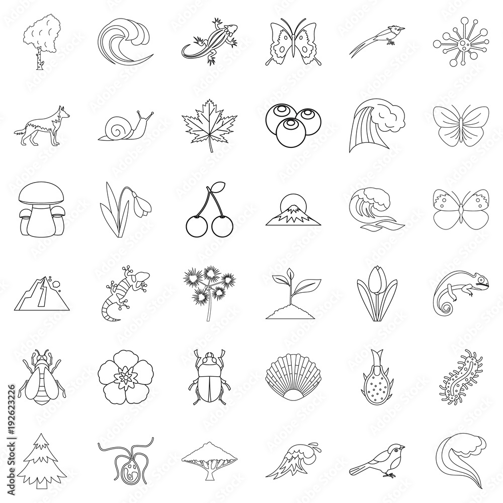 Way of life icons set, outline style Way of life icons set, outline style