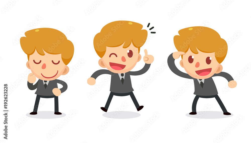 Set of tiny businessman character in actions. Proud. Set of tiny businessman character in actions. Proud.