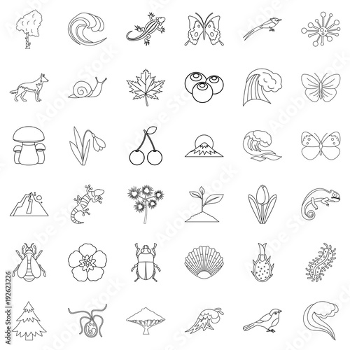 Way of life icons set, outline style