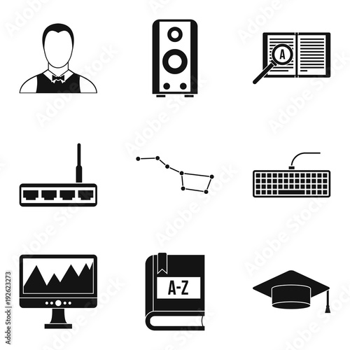 Researcher science icons set, simple style