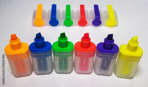 Lined up highlighter markers