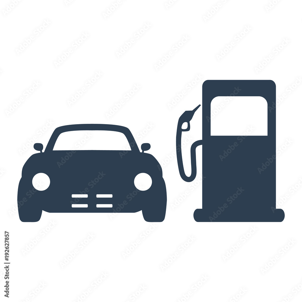 Car on gas station on white background. Car on gas station on white background.
