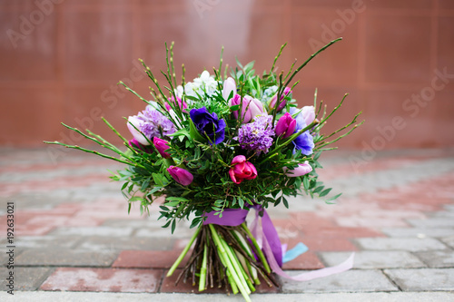 Beautiful bouquet from different flowers photo