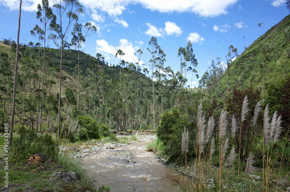 The River Toachi runs through the Ecuadorian Andes on the Quilotoa Loop hike