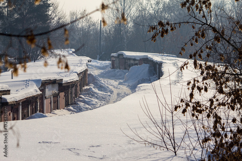 Wallpaper Mural garages in the snow on a winter day Torontodigital.ca