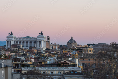 Altare della Patria and Pantheon in Rome, Italy, cityscape at sunset © horseman82