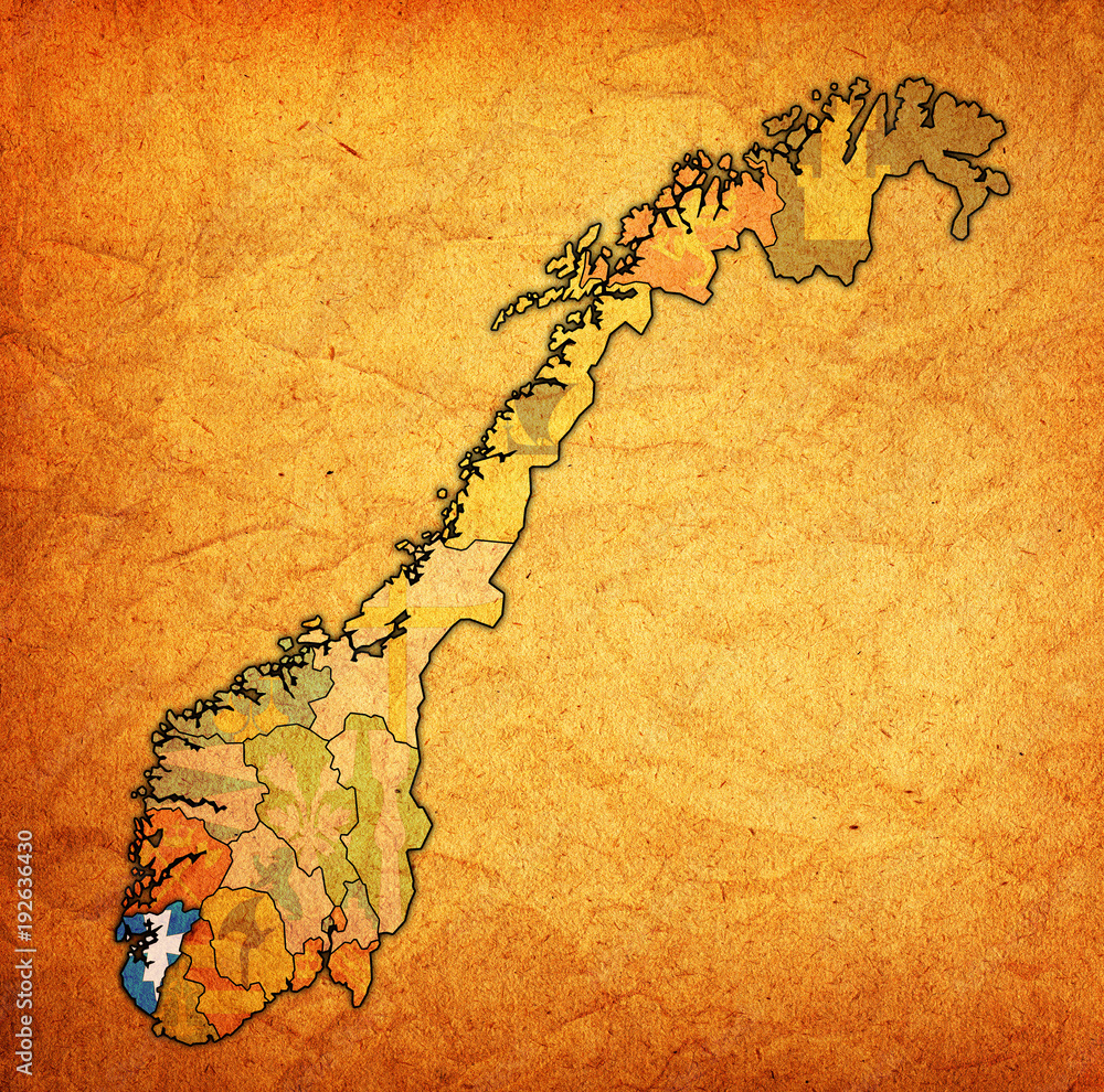 Obraz premium Rogaland region on administration map of norway