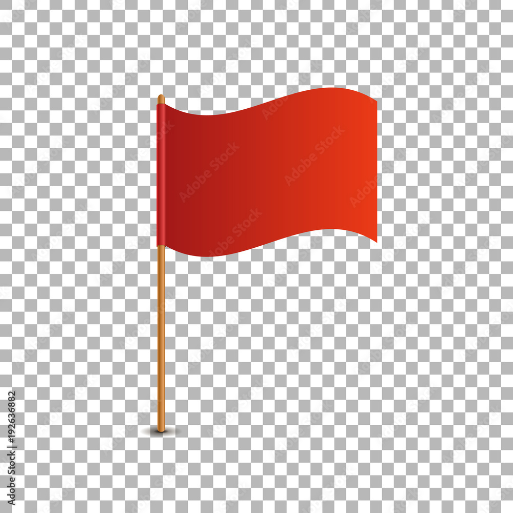 Obraz premium Vector realistic isolated red flag for decoration and covering on the transparent background. Concept of pointer, tag and important sign.