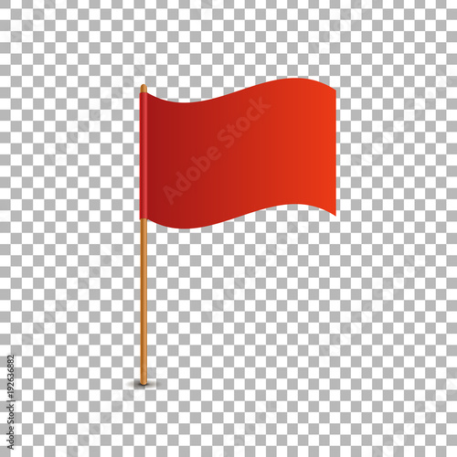 Vector realistic isolated red flag for decoration and covering on the transparent background. Concept of pointer, tag and important sign.