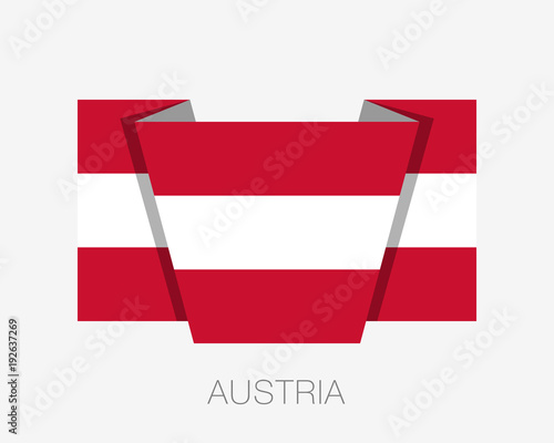 Flag of Austria. Flat Icon Waving Flag with Country Name