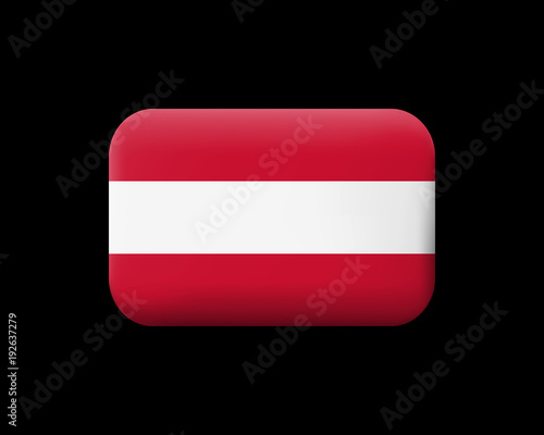 Flag of Austria. Matted Vector Icon and Button. Rectangular Shape