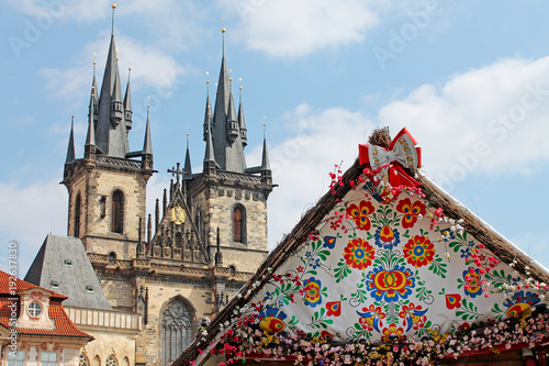 Easter market near Church of Our Lady before Tyn at Old Town Square. Prague, Czech Republic. photo