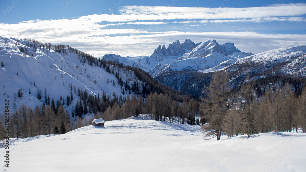 Panorama alpino d'inverno
