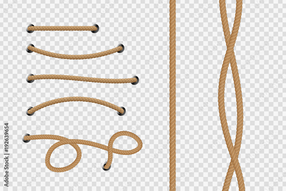 Vector realistic isolated rope for decoration and covering on the transparent background. - obrazy, fototapety, plakaty 