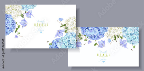 Hydrangea horizontal banners blue