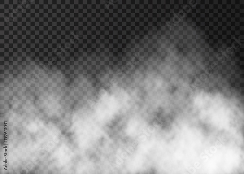 White smoke texture isolated on transparent background.
