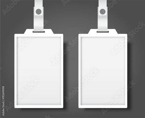 Blank realistic Identity card badge with ribbon mockup cover template