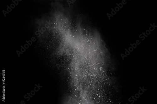 White powder on black background.