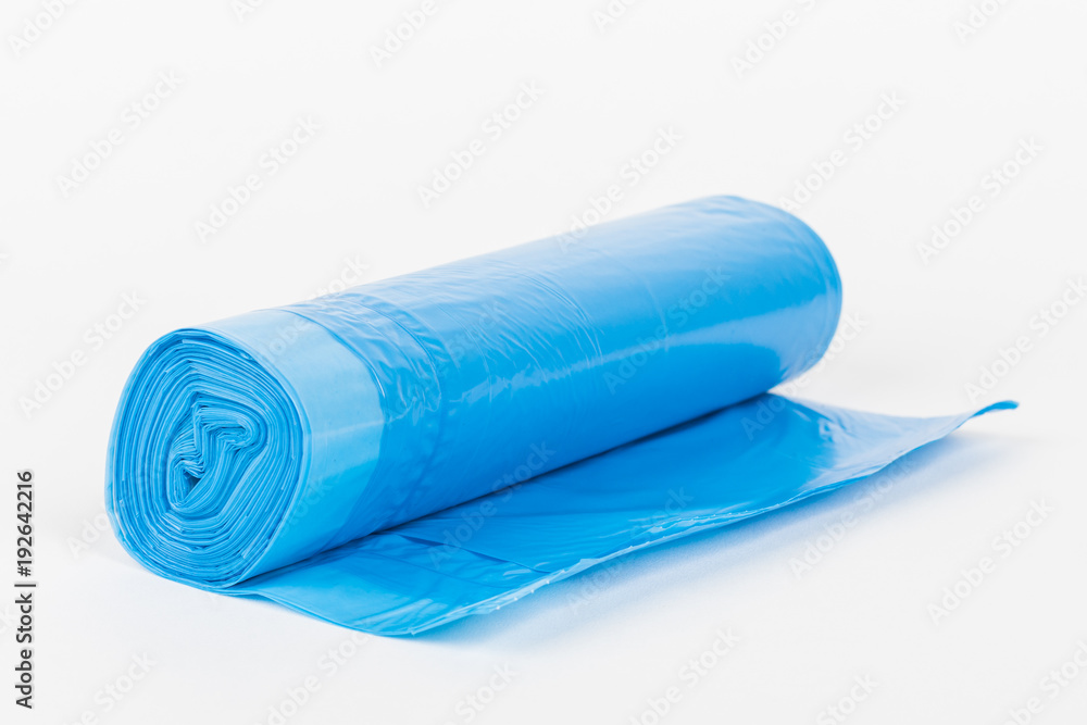 Rolls of disposable trash bags isolated on white background. Rolls of disposable trash bags isolated on white background.